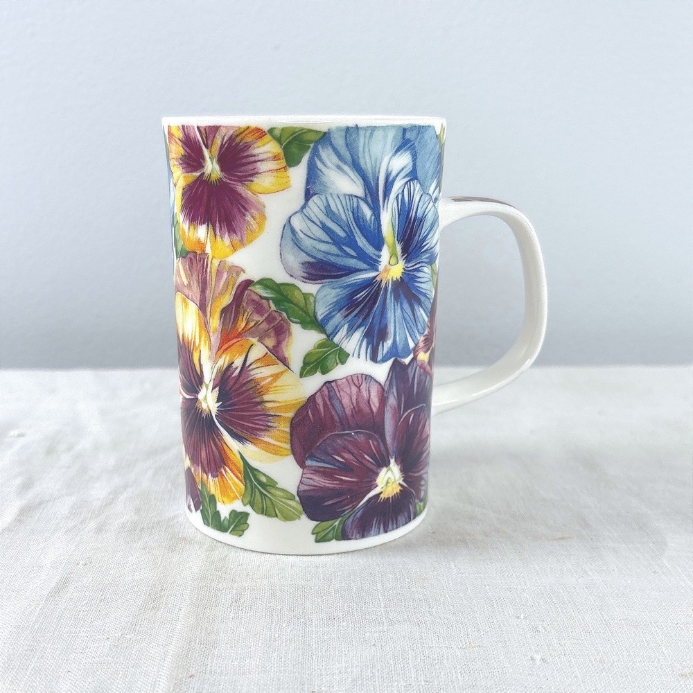 Dunoon Pansies Fine Bone China Mug Helen Sandiford